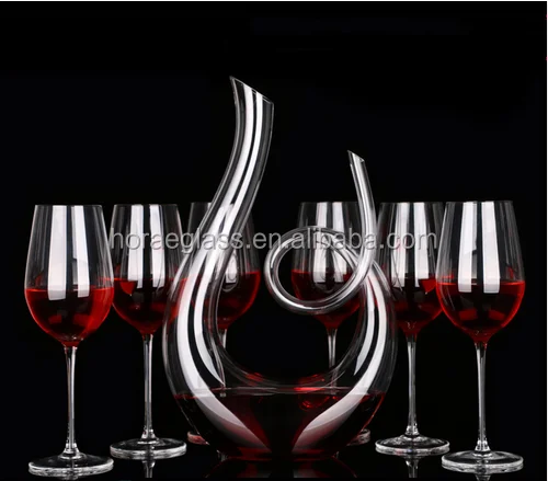 lead-free crystal red wine glass decanter 1500ml Simple fashion goblet suit/ 6 piece grape wine glass High Grade Swan Spiral