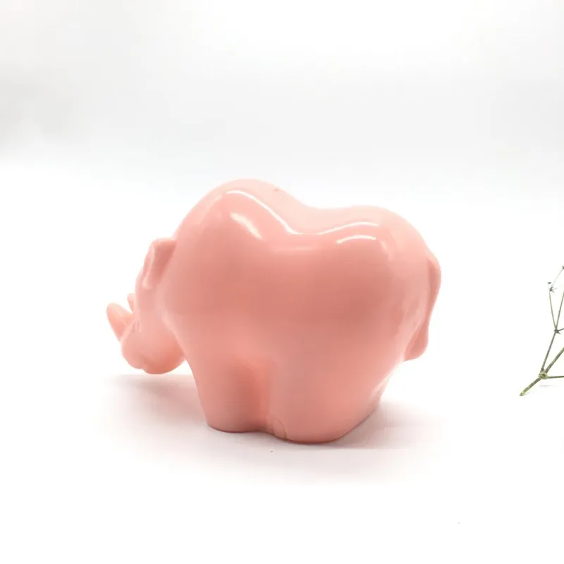 custom plastic cute rhino coin bank animal money box with lock and key cute piggy bank