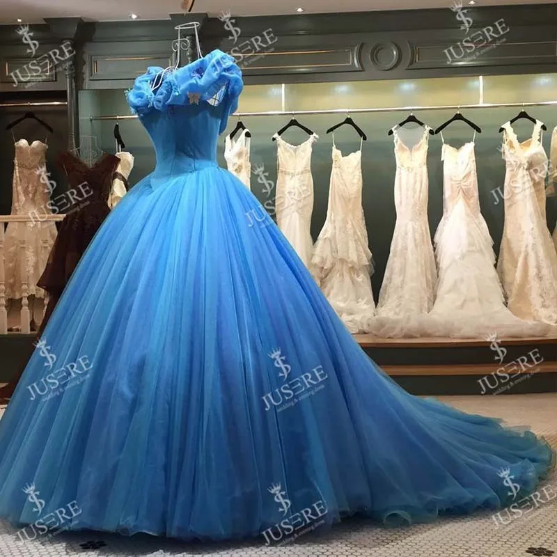quinceanera dresses blue ball gown puffy embroidery Girl 15 17 princess gown vestidos de fiesta fairy luxury evening dress cute