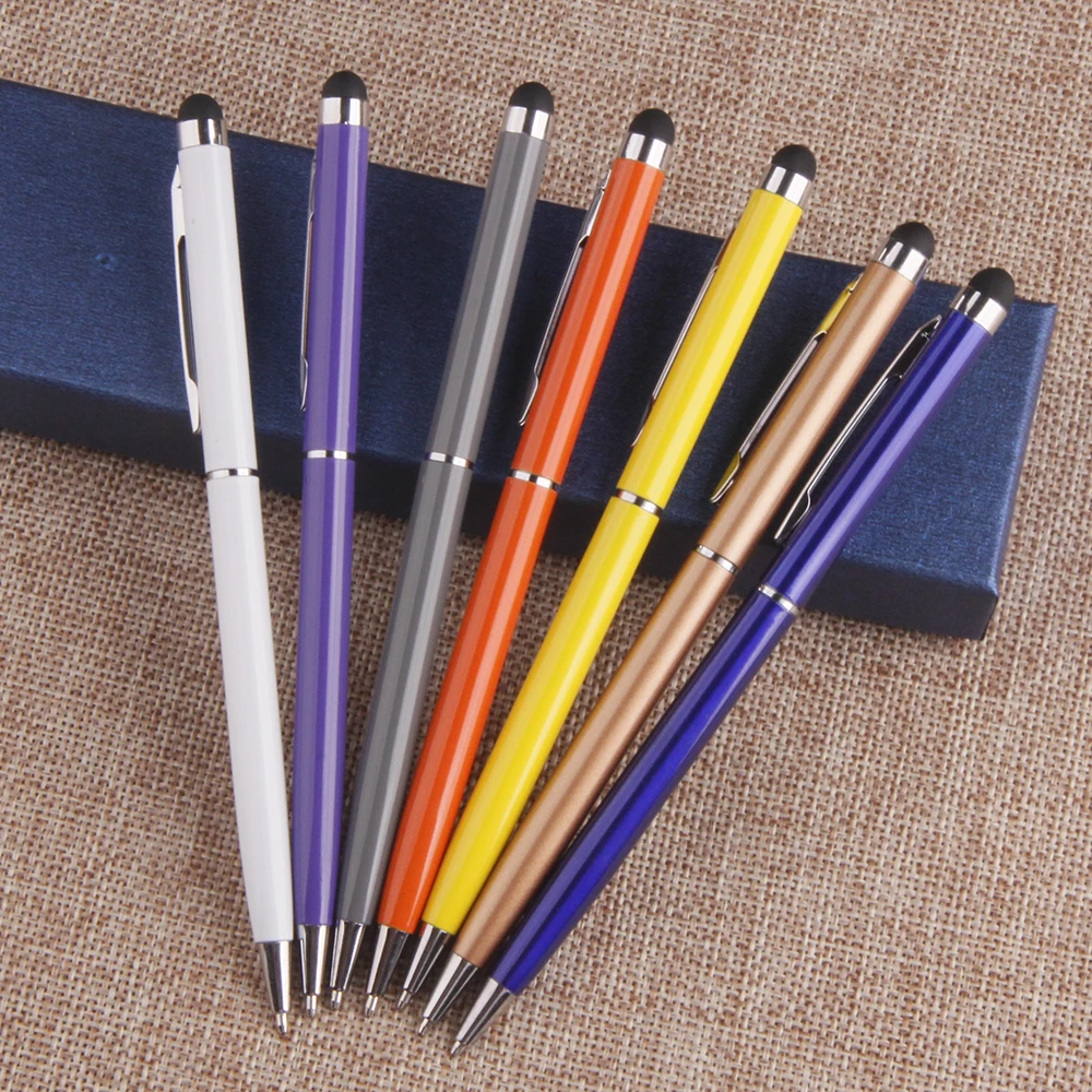 Gift Promotional Ball Pen Customized Logo Black White Silver Colorful Slim Metal Body Twist Ballpoint Pen