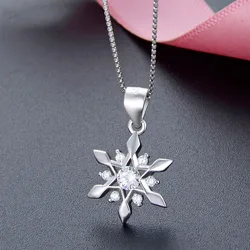 Full CZ Diamond 5A Zircon Snowflake 925 Sterling Silver Elegant Wedding Necklace for Women
