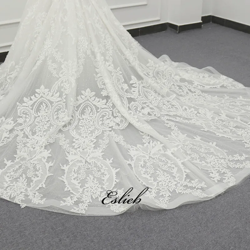 2019 Luxury Amanda Novias Wedding Dress With Wide Strap Ivory Sequindes Bridal Dress