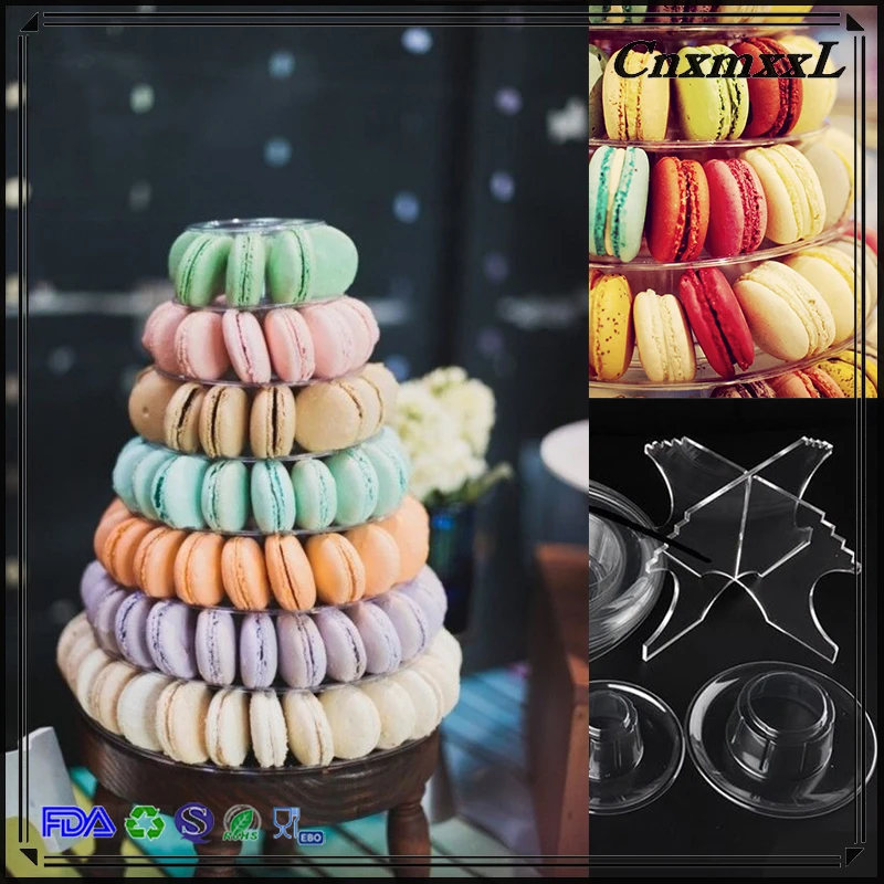 Hot-selling ready stock 10-layer food-grade PET plastic round Macaron display stand.