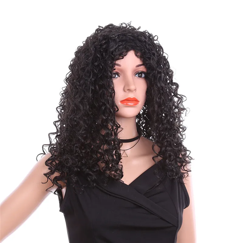 Female Long Full Curly Wigs Black Women Synthetic African American Afro Wig