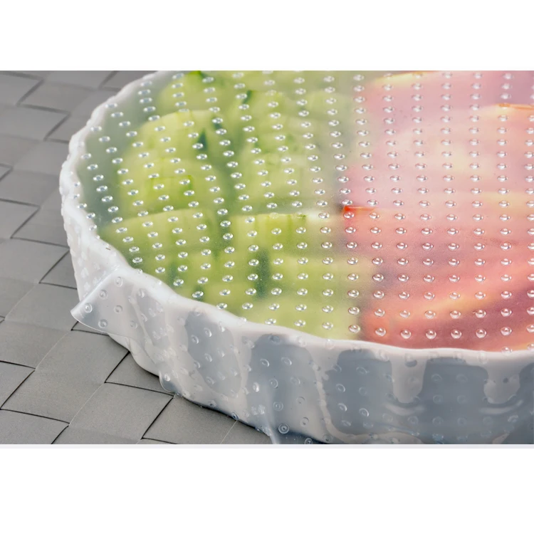 BPA free Eco-friendly flower shape silicone food wrap film stretch film to keep foods fresh