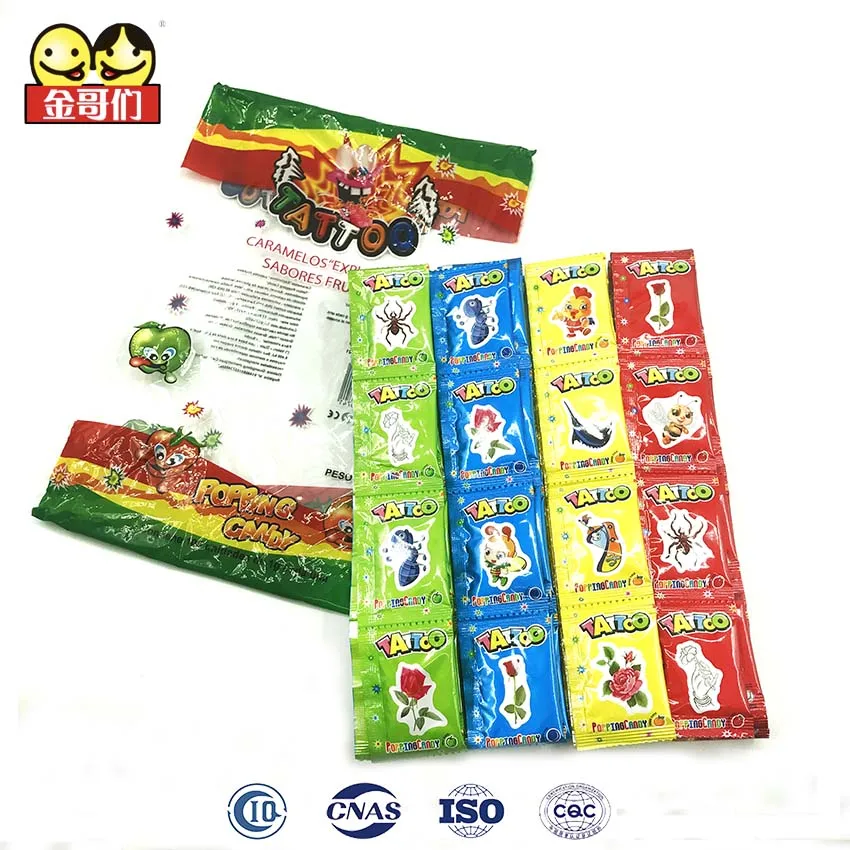 
Pop Rocks Packing Mixed Fruit Flavor Sweet Popping Candy with Tattoo Paper in Bag 