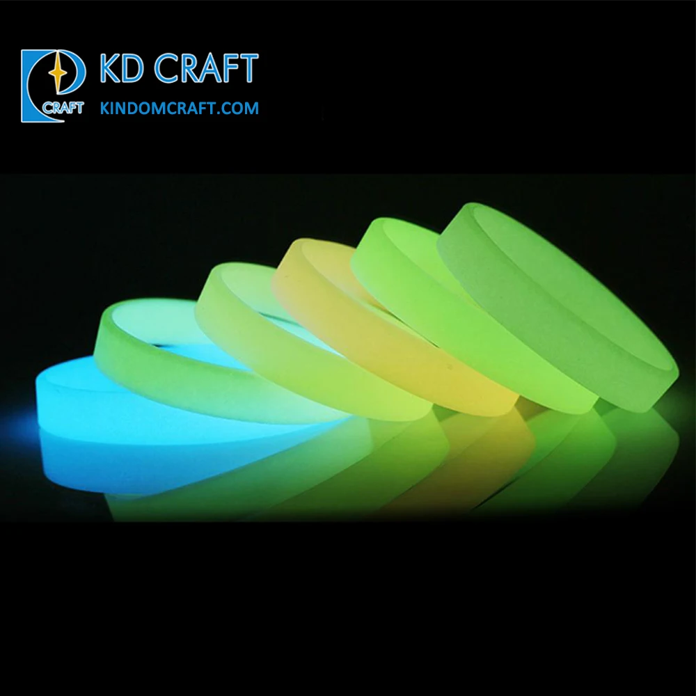 High quality no minimum personalized custom debossed logo color filled luminous glow silicone wristbands