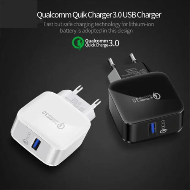 Quick Charge 3.0 Wall Charger 5V 9V 12V 18W 1 Port For Smartphone Fast Rapid Home Adapter