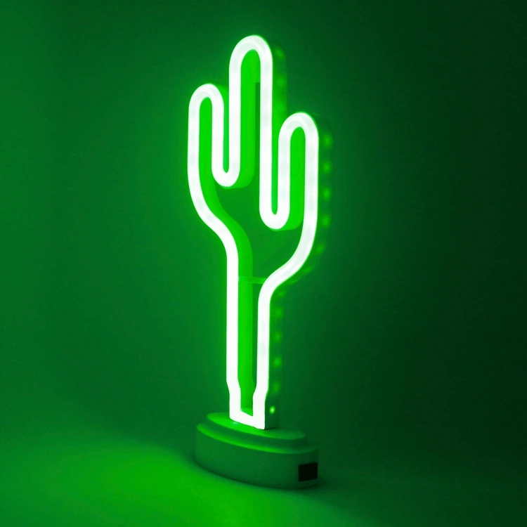 hot sale desktop decorative led cactus neon lamp light