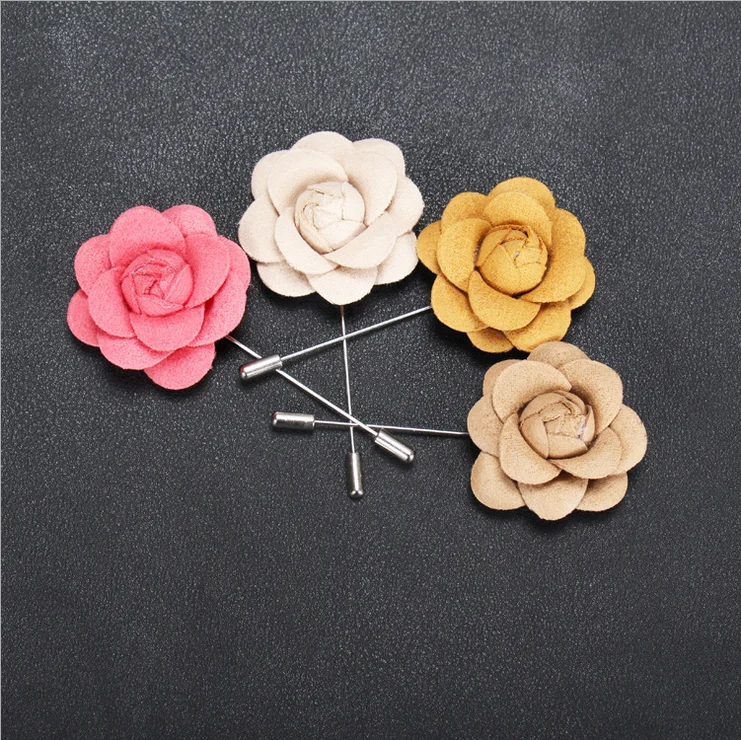 Whosale Bulk Flower Lapel Pins Men Wedding Handmade Brooch Suits Shirt
