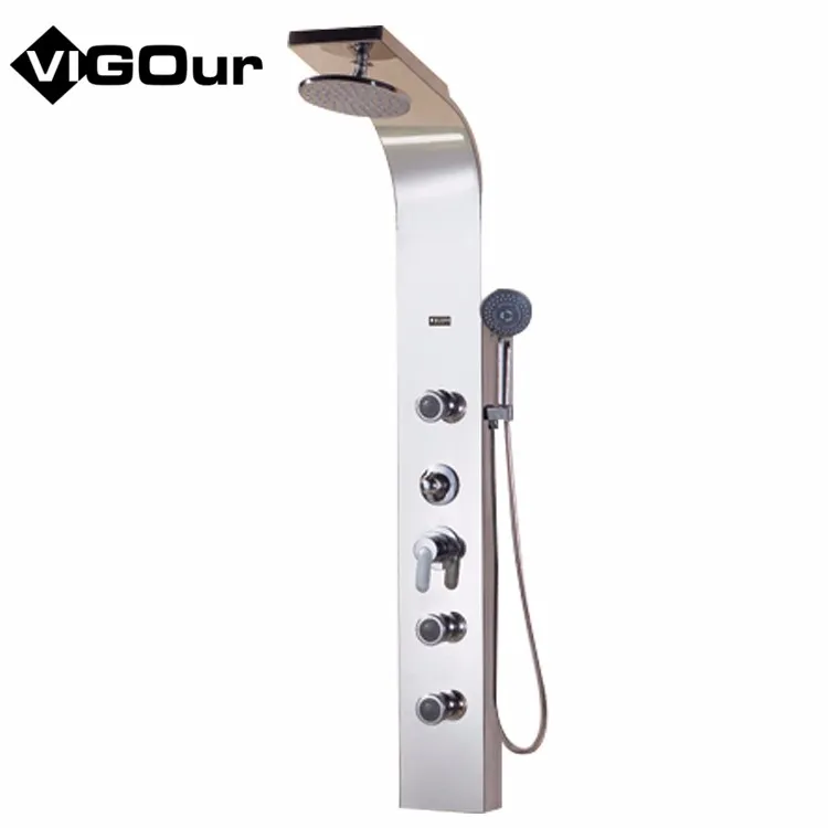 Thermostatic Shower Faucet Stainless Steel Rainfall Waterfall Shower Panel Tower