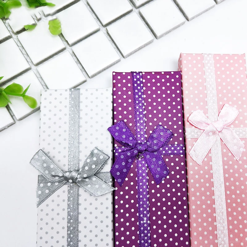 New arrival custom logo printed large black empty necklace box handmade colorful paper custom jewellery necklace box with bow