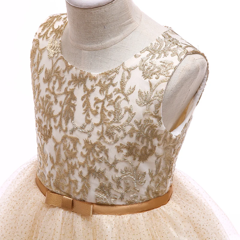 Mikatale RD0051 2019 Design 8 years old girl Princess Design  Children Gold Champagne White Toddler Dress