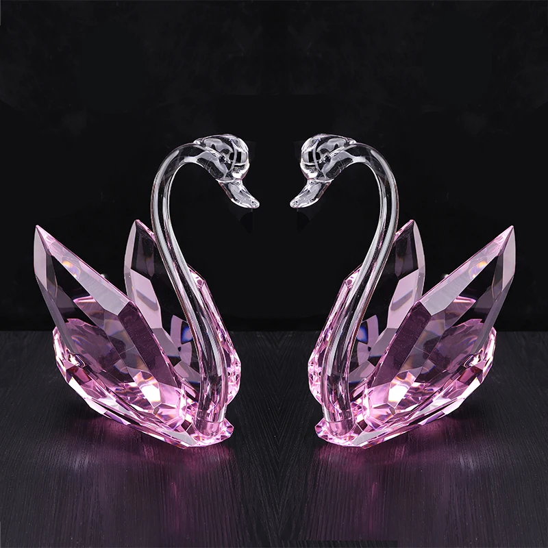 2021 new design super size pink crystal swan for wedding decoration