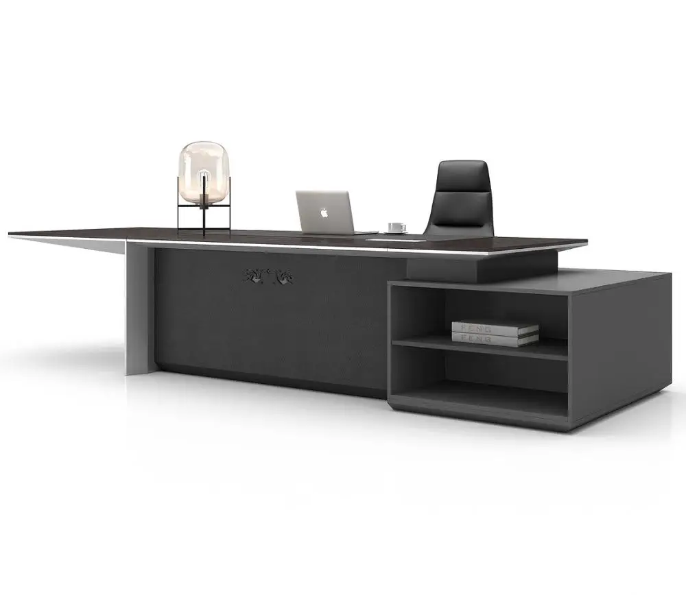 High tech CEO executive office desk  luxury boss desk classic wood office desk with Intelligent lifting system