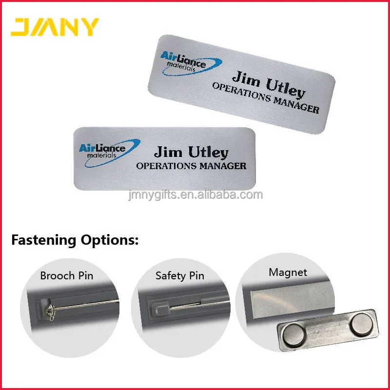 Factory Directly Metal Name Badge with Brooch Pin or Magnetic Back