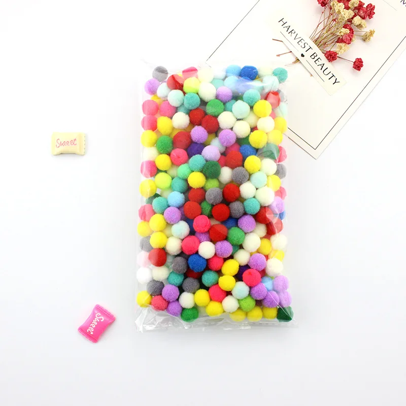 Multicolor fuzzy bulk pom poms for school handwork
