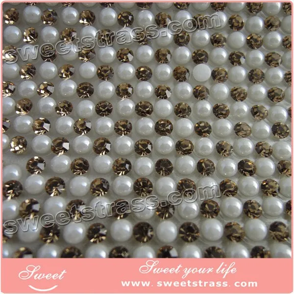 24*40CM colorful pearl hotfix crystal sheet ,hotfix strass sheet ,hotfix rhinestone sheet