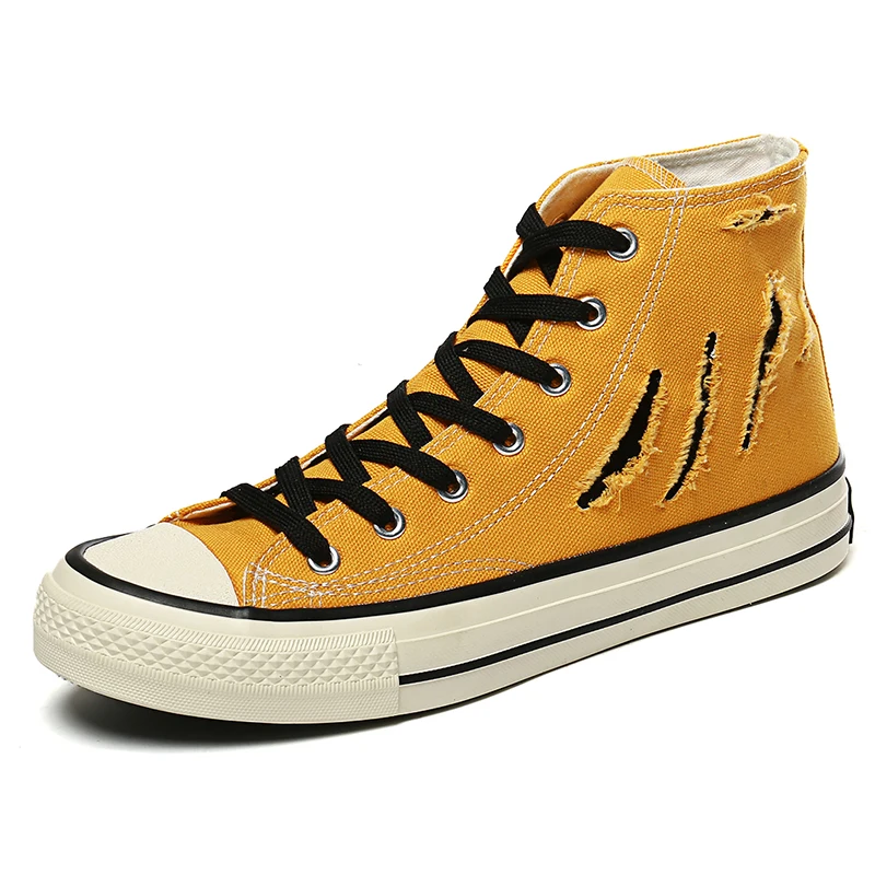 New arrival wholesale fashion high top lace-up sneakers latest hot sale lightweight canvas shoes for men