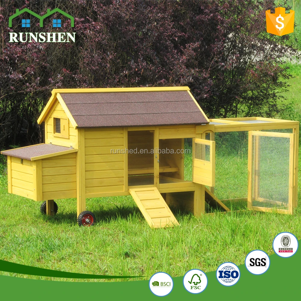 Large Wooden Chicken Coop Yellow Waterproof Pet Hen Cages With Run And Nest Outdoor Chicken Coop For Sale