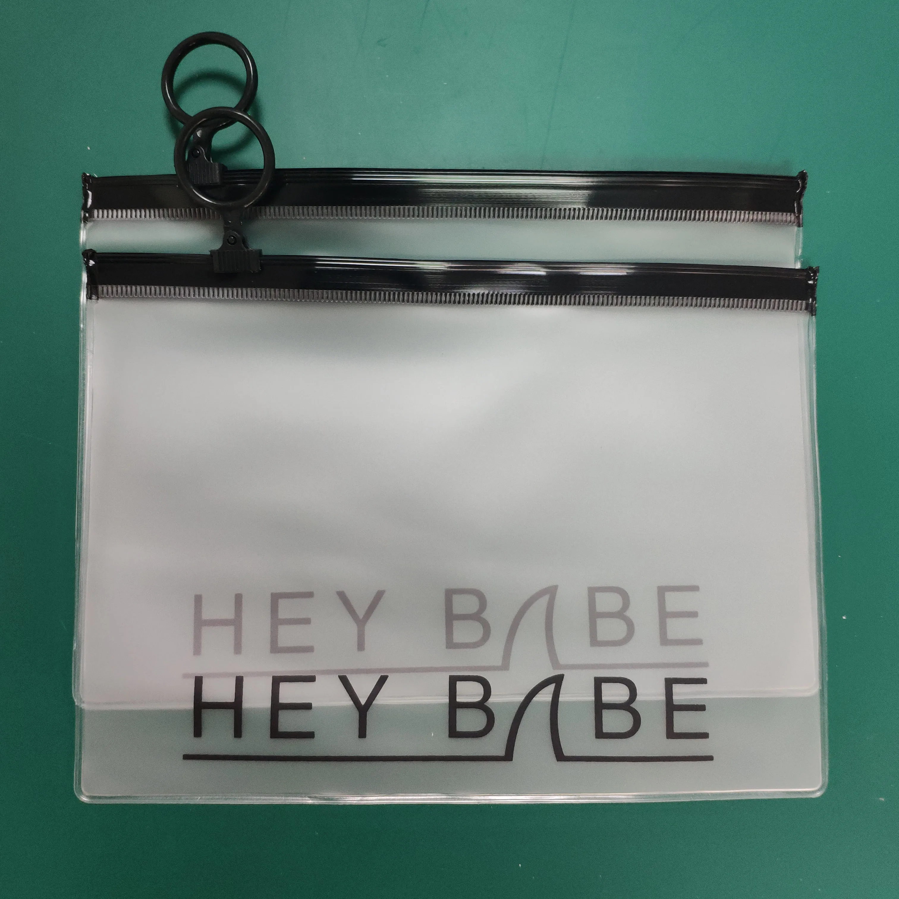 
Custom Waterproof Clear/Matte Plastic Pvc Wet Bikini Bag For Swimwear Packaging, Black Zip With Circle Ring 