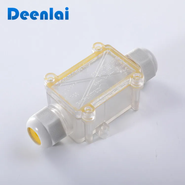 2 way IP68 outdoor electronic plastic transparent terminal waterproof cable junction box with cover