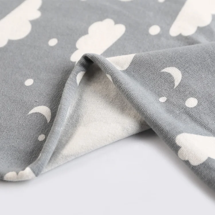 
Single jersey cloud print 100% combed cotton jersey knit sweat suit baby clothing fabric 