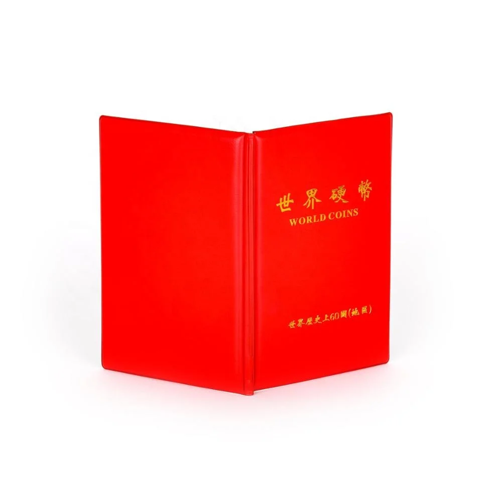 
Custom foil logo coin stamp collection PU leather folder 