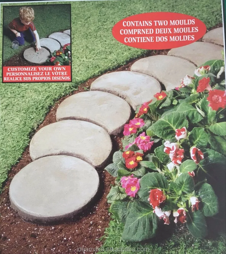 
Stepping Stone Mold Plastic Pathmate Round and Gibbous-Shaped Stepping Stone Paver Molds 