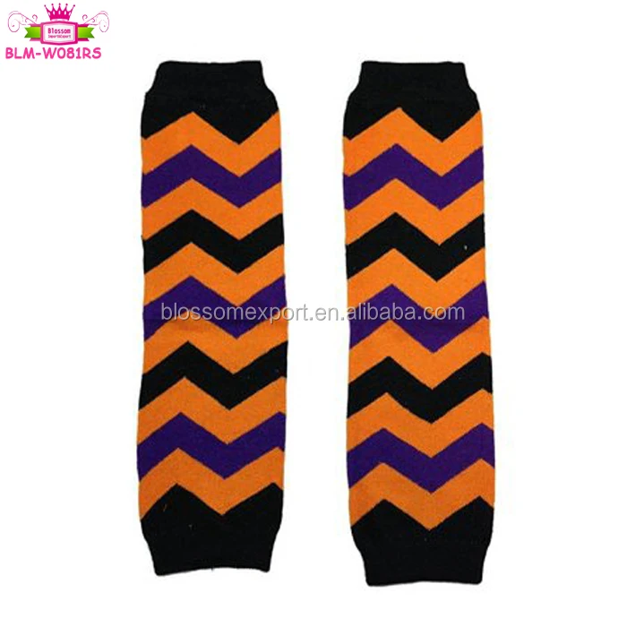 Wholesale Halloween Costume Holiday Leg Warmers Knitted Pattern Orange Black Chevron / Stripes / Dots Halloween Baby Leg Warmers