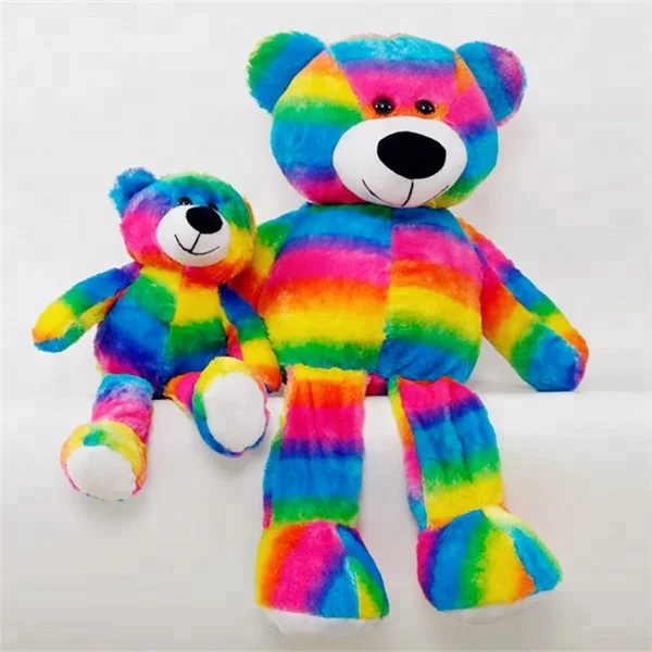 Beautiful Kids Cartoon Giant Plush Toy Rainbow Teddy Bear 2019 Valentine Gift Stuffed Animal Soft Plush Toy Colorful Teddy Bear