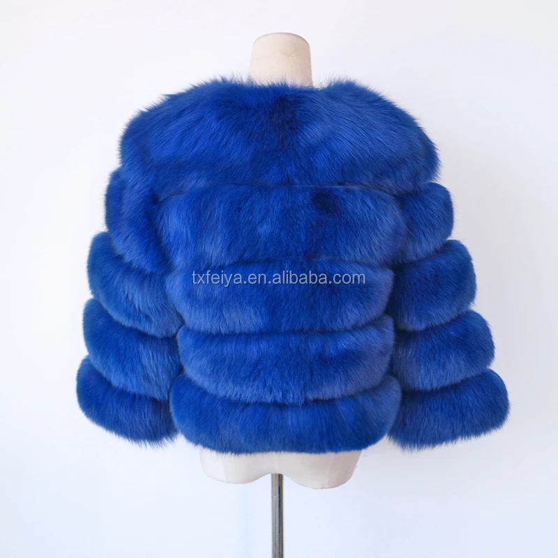 Wholesale women real fox fur coat winter warm blue fur coat fox fur coat for women