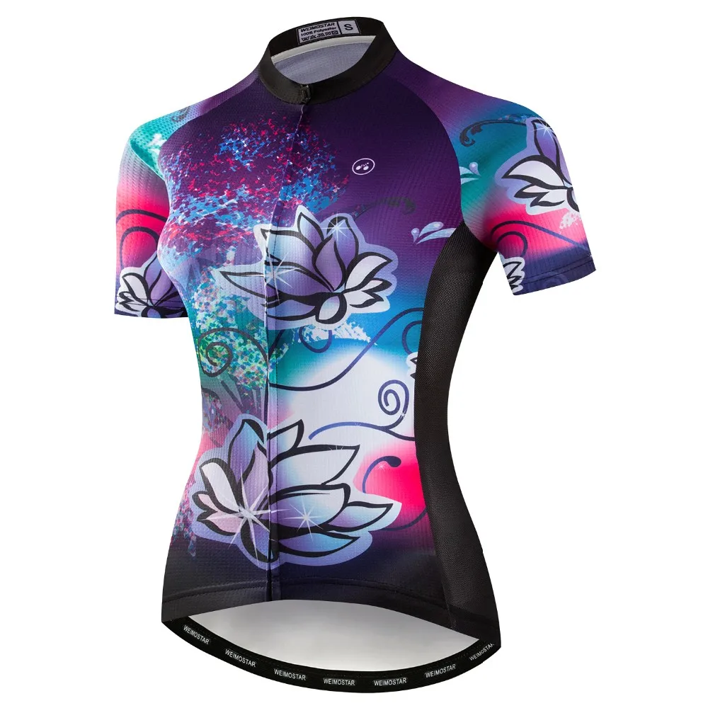 Wholesale Custom Womens Short Sleeve Cycling Jersey ,Girls Bike Short Sleeves with Three Pockets Bicycle Apparel