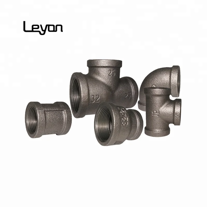 ANSI standard pipe fitting names and parts china pipe 90 deg elbow threaded tee fitting black malleable iron fittings