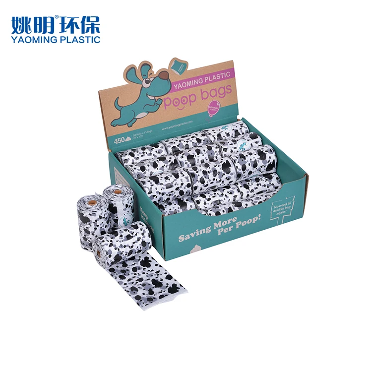 Black and white cute dog bags for poop plastic biodegradable