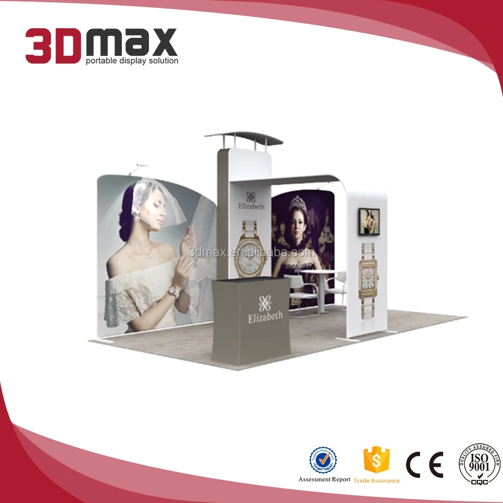 3x3m potable display rack fashion curved custom trade show booth design