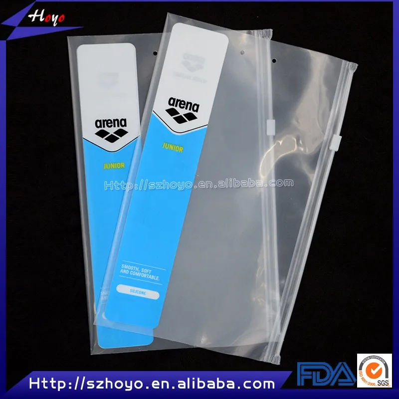 Branded custom size zipper bag slider bag for swimming cap packaging