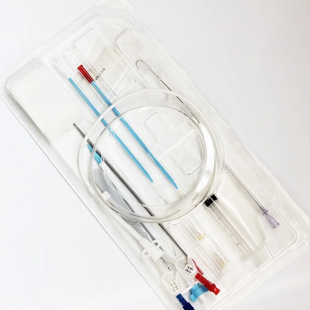 Disposable double lumen permanent dialysis catheter kit