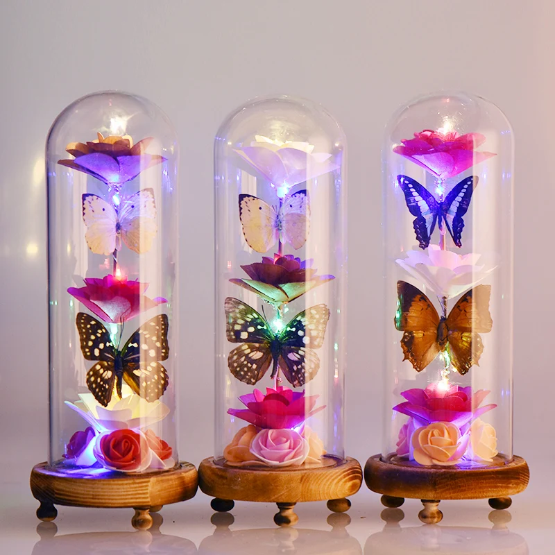 Hot sale Home& wedding decoration Various butterfly samples Custom artificial rose  flower For Baby Girl Gifts