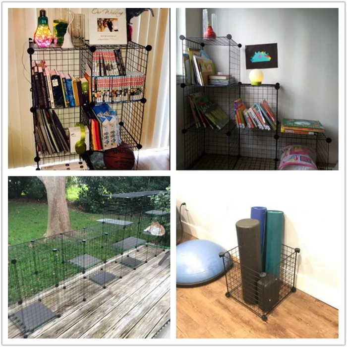 Stackable Wire Grid &Interlocking Storage 6 Cubes Shelves