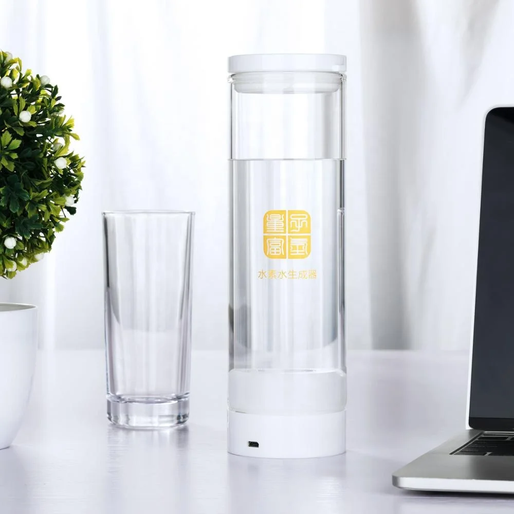Portable 2.4G Wireless Transmission Cover Hydrogen Water Bottle Advance SPE PEM Base Alkaline Ionized Water Glass Bottle
