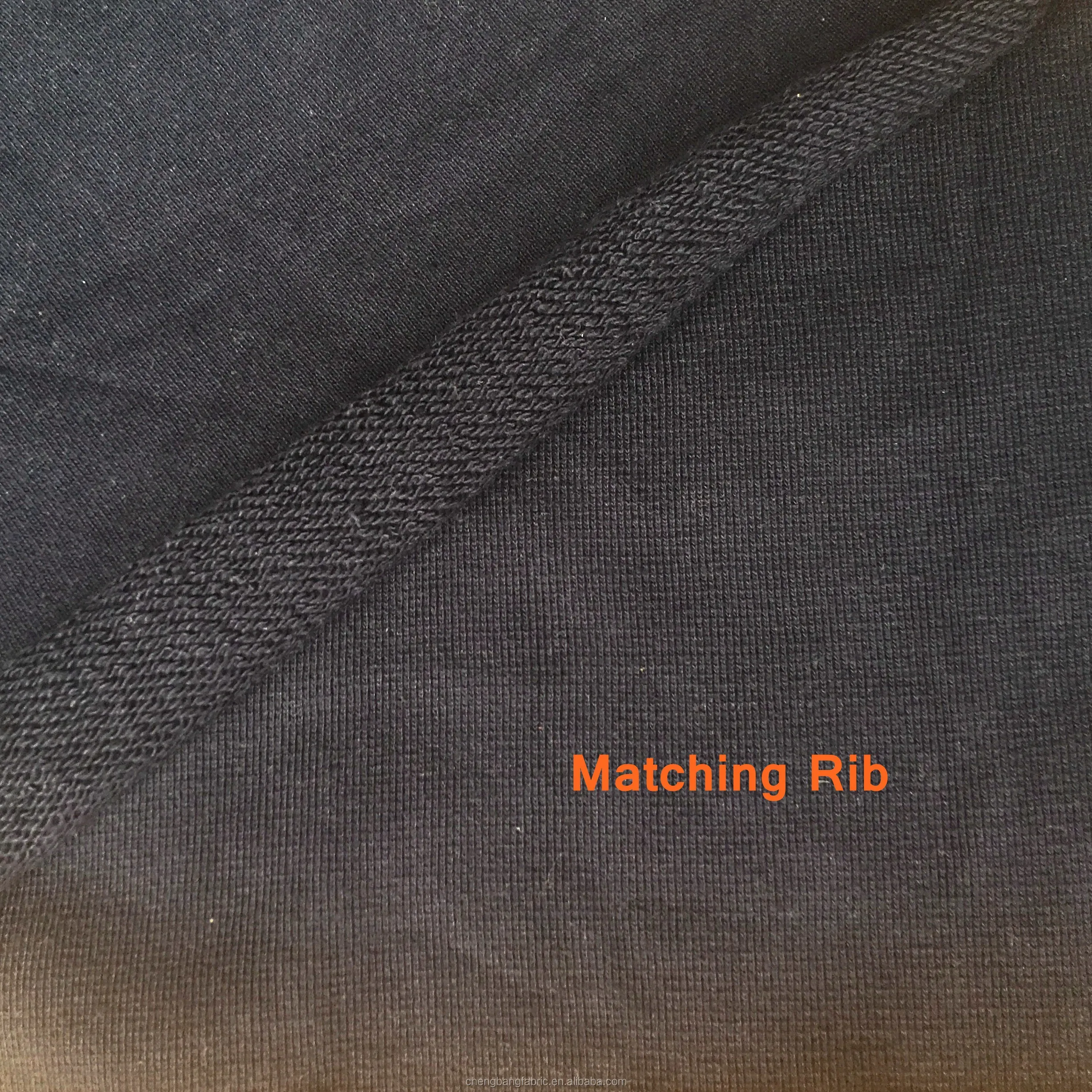 460gsm Толстая Чистая 100 хлопчатобумажная ткань, французская махровая ткань и соответствующая ребра для толстовок