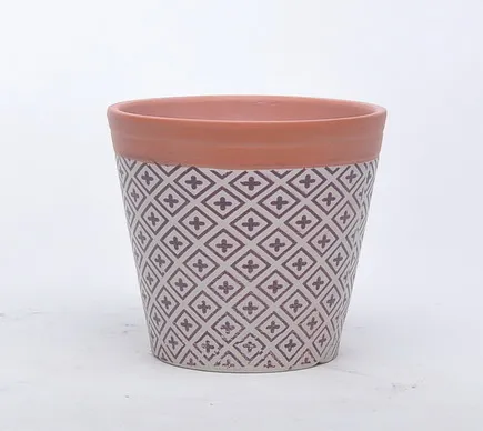 Custom style indoor cheap gridding succulent plant flower pot in terracotta with saucer