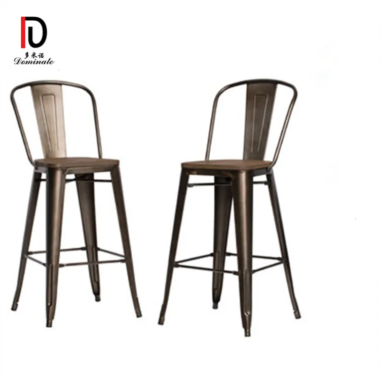 30 inch Copper or Gunmetal Industrial Chic Garden Vintage Metal Bar Stool High Chair With High Back