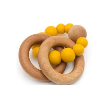 
Custom BPA Free baby silicone teether beads wooden silicone wood teething toys/silicone baby teether 