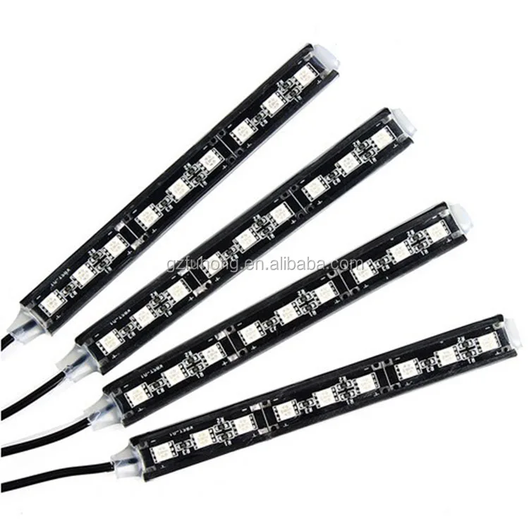 
single color 5050 9 leds 4 pcs led atmosphere lights interior decorating strip for car 