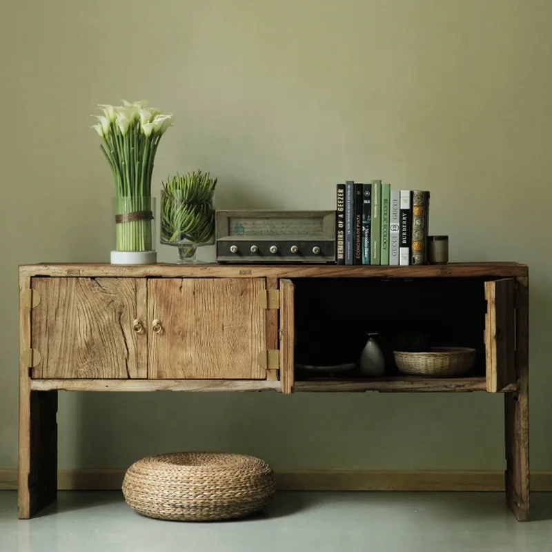 Console reclaimed elm hardwood furnitrue Chinese home console antique shabby chic console table natural wood shabby chic console