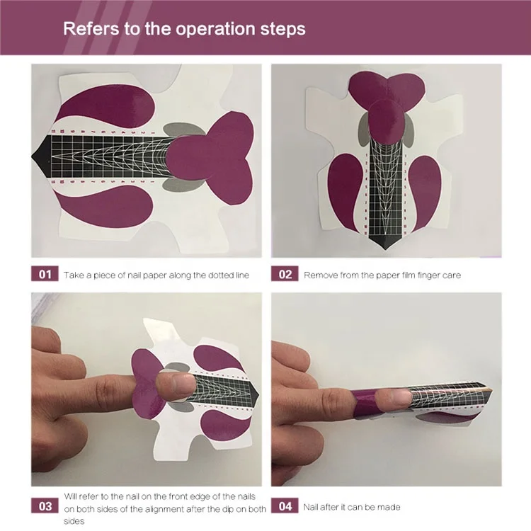 
Professional Stiletto Paper Nail Form Acrylic Curve Round UV Gel Extension Reusable Nail Art Form 