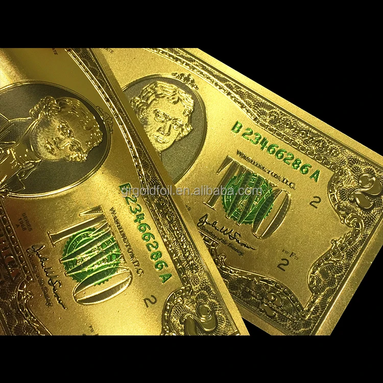 High quality wholesale new arrival 24k gold banknote