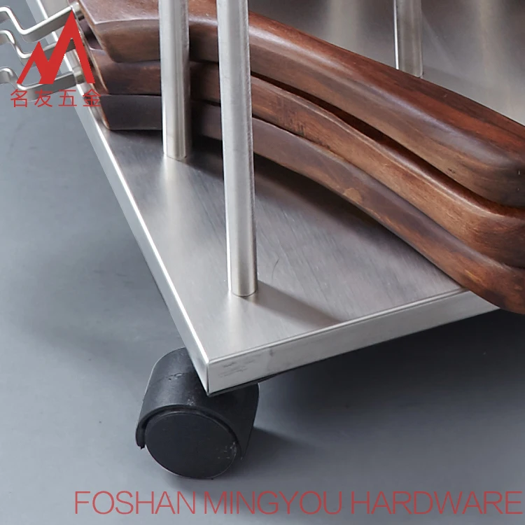 Stainless steel clothes hanger stacker with universal wheel